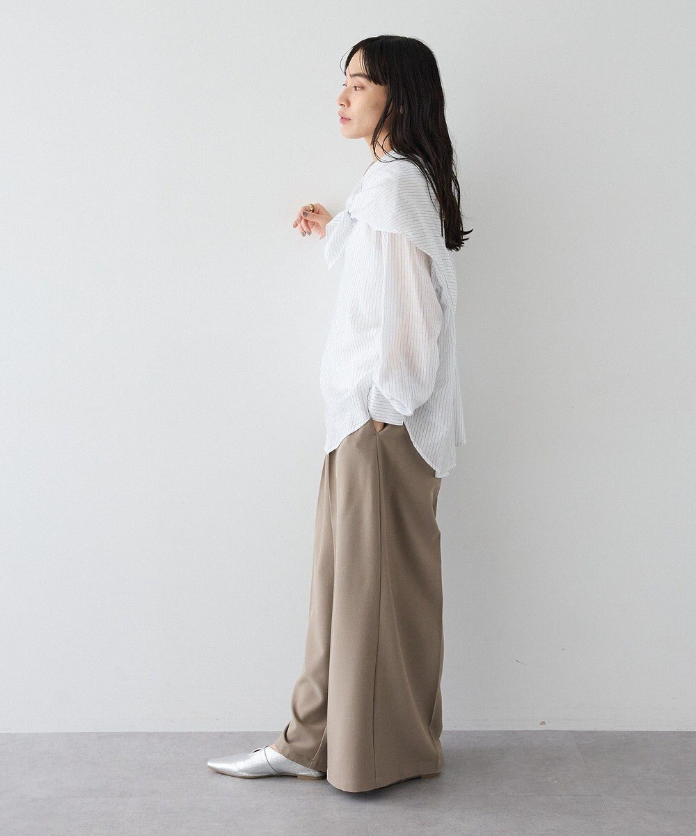 CRAFT STANDARD BOUTIQUE 【2点SET】スカーフ付きシアーストライプシャツ 