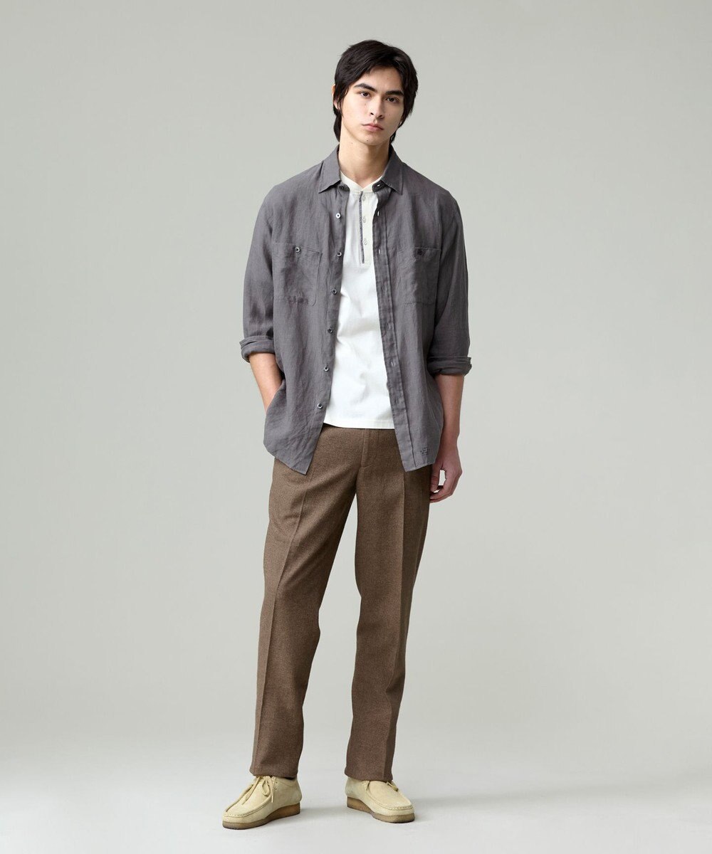 J.PRESS MEN 【ウォッシャブル可】コンフォートストレッチリネン スラックス 