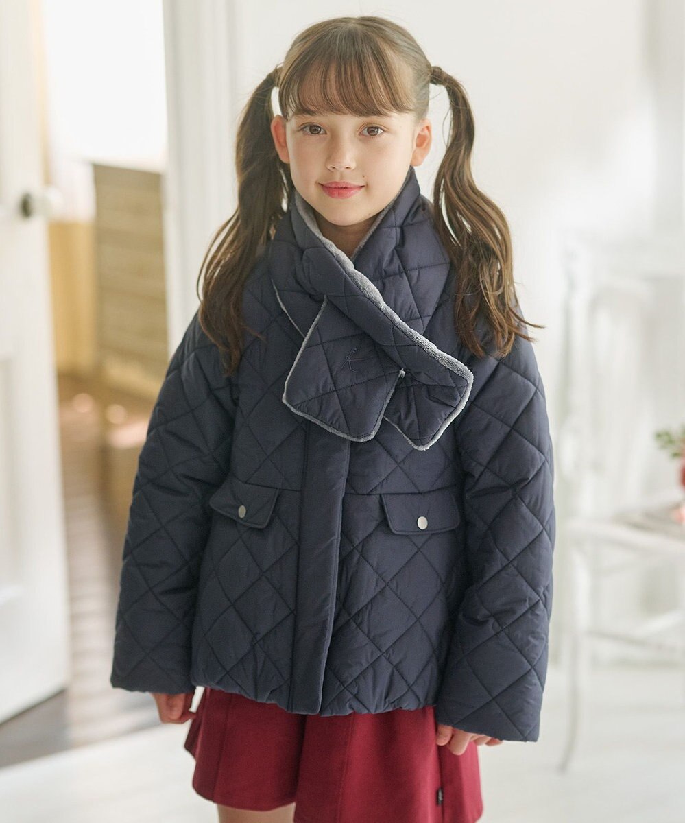 組曲 KIDS 【110-140㎝】マフラー付き中綿キルト アウター 