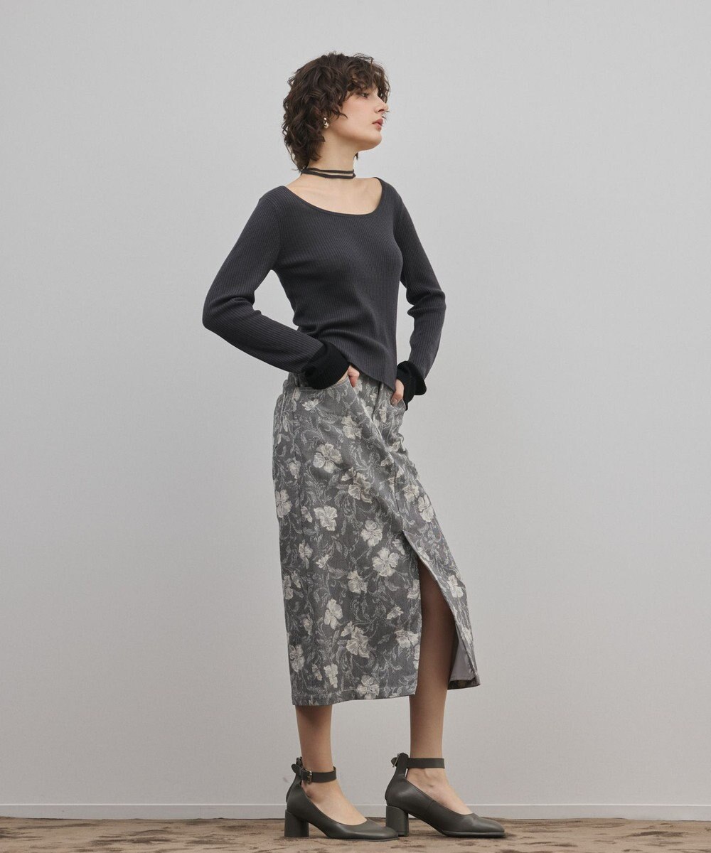 GRACE CONTINENTAL ボタニカルジャガードスカート 