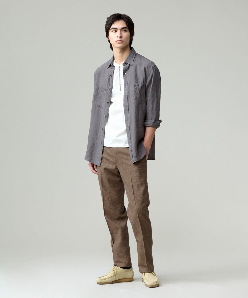 J.PRESS MEN 【ウォッシャブル可】コンフォートストレッチリネン スラックス 