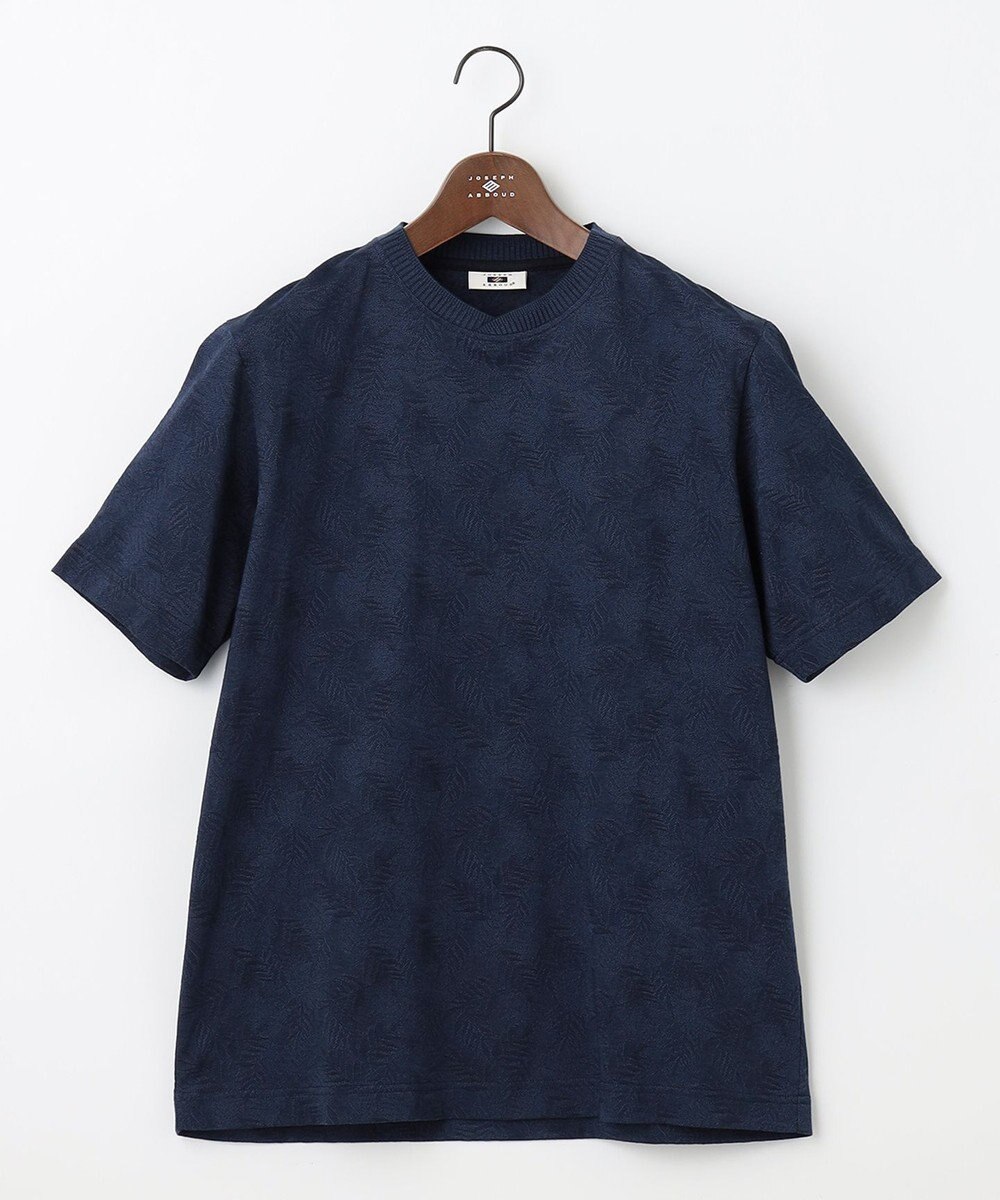 JOSEPH ABBOUD 【キングサイズ・吸水速乾】リーフ柄ジャガード クルーネック Tシャツ 