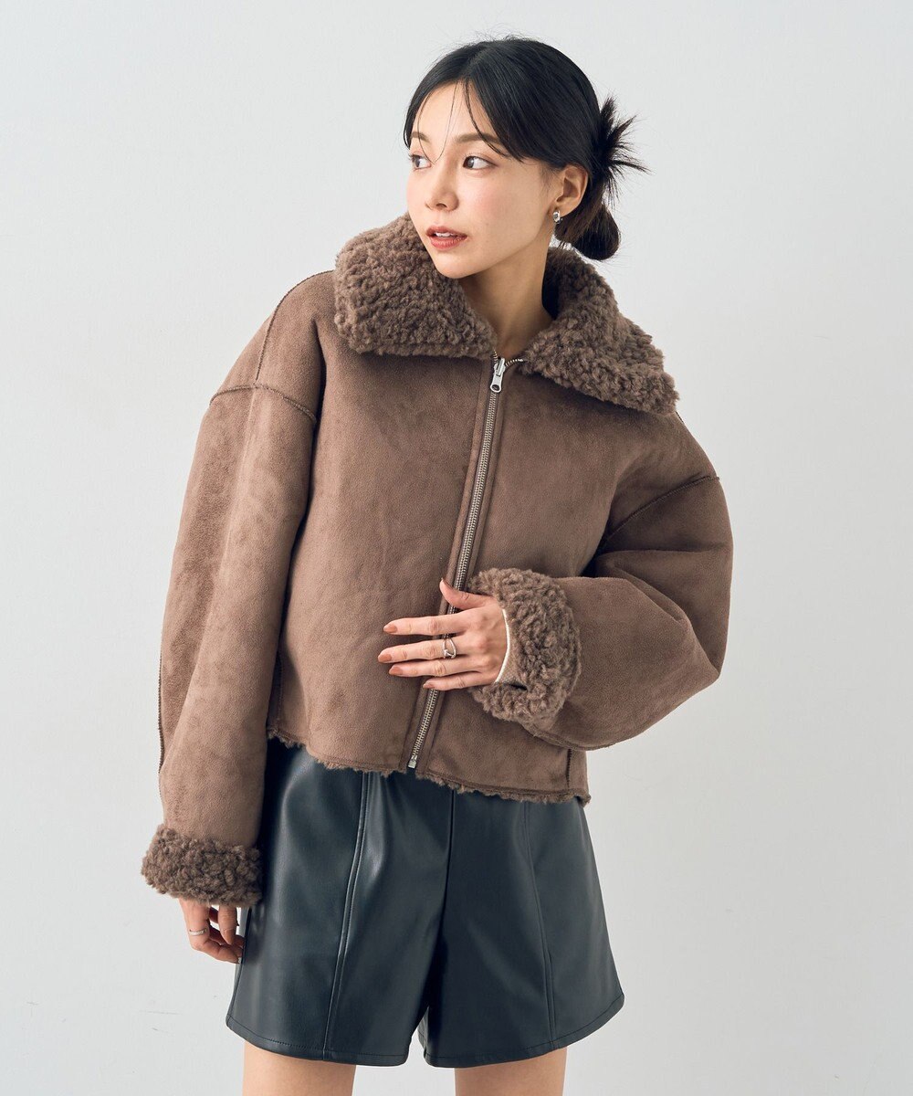 earth music&ecology リバーシブルフェイクムートンショートブルゾン 