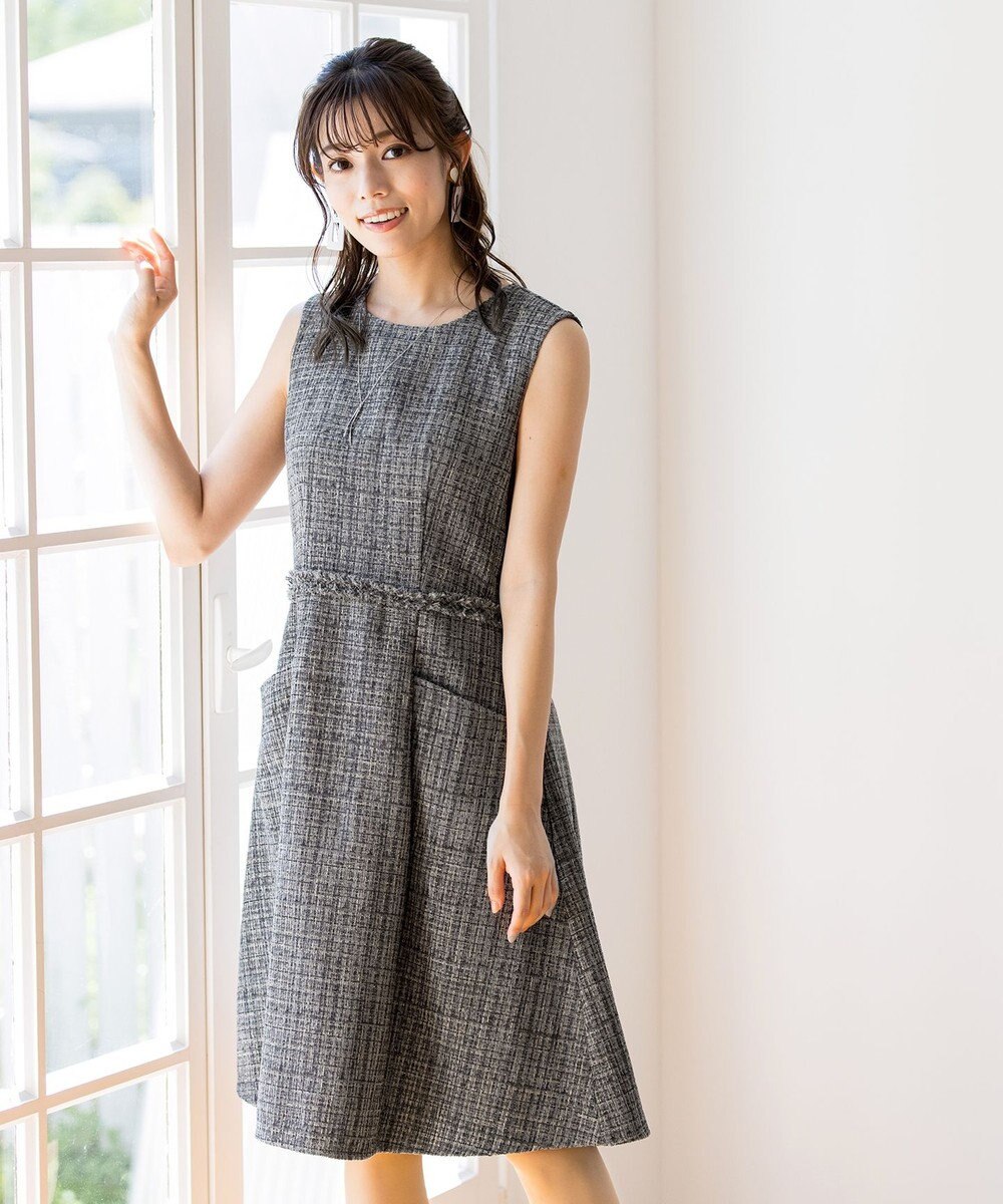 Tiaclasse 【洗える】大人華やかなツイードワンピース 