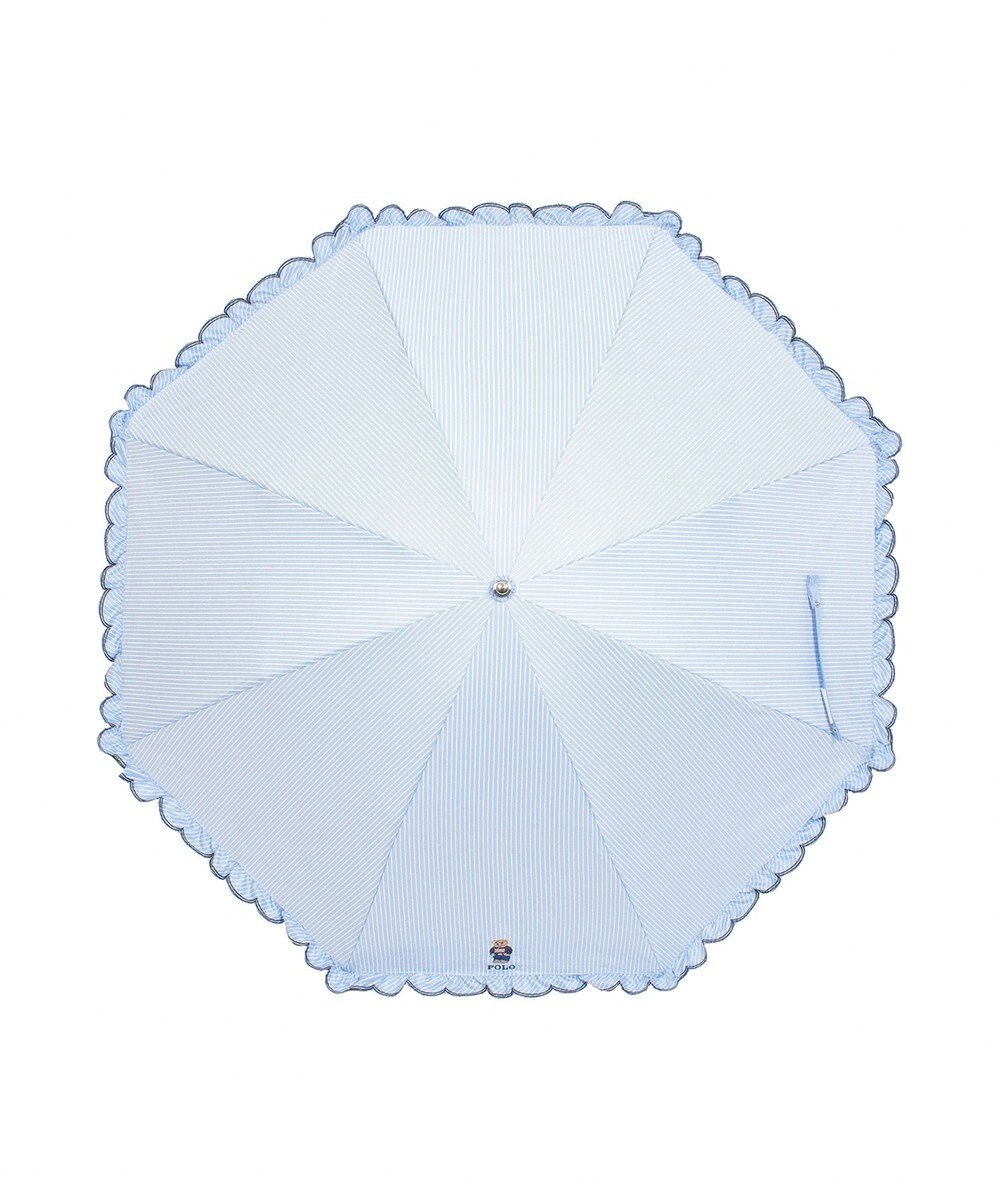 MOONBAT 【WEB限定/遮光率100%/遮熱/UV】POLO RALPH LAUREN（ポロ ラルフローレン）晴雨兼用日傘 ワンポイント ポロベア刺繍 フリル 折りたたみ傘 長折タイプ 