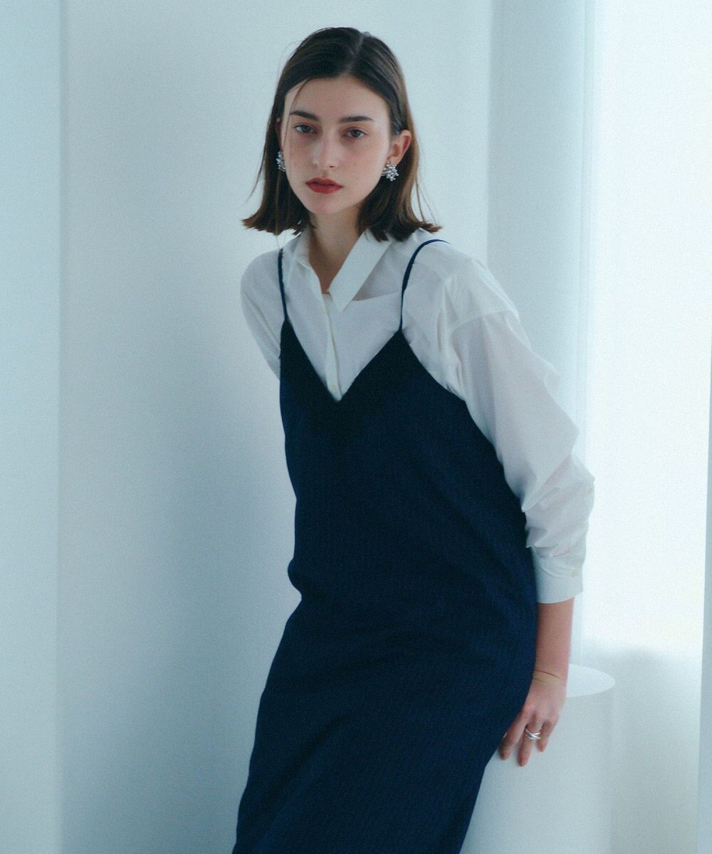 YECCA VECCA ストライプ柄レースMIXキャミワンピース 