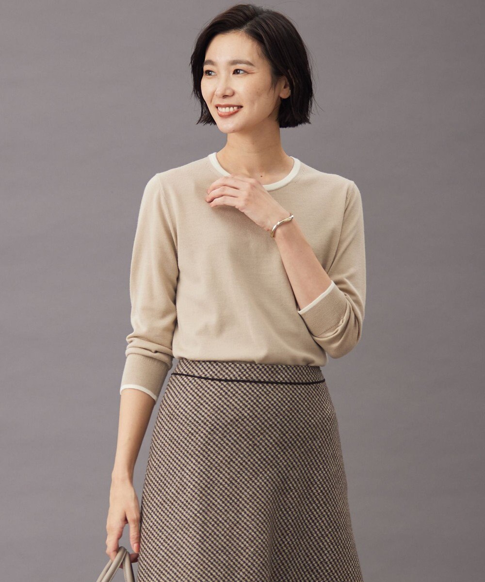 J.PRESS LADIES 【洗える】トリムツイン ニット 