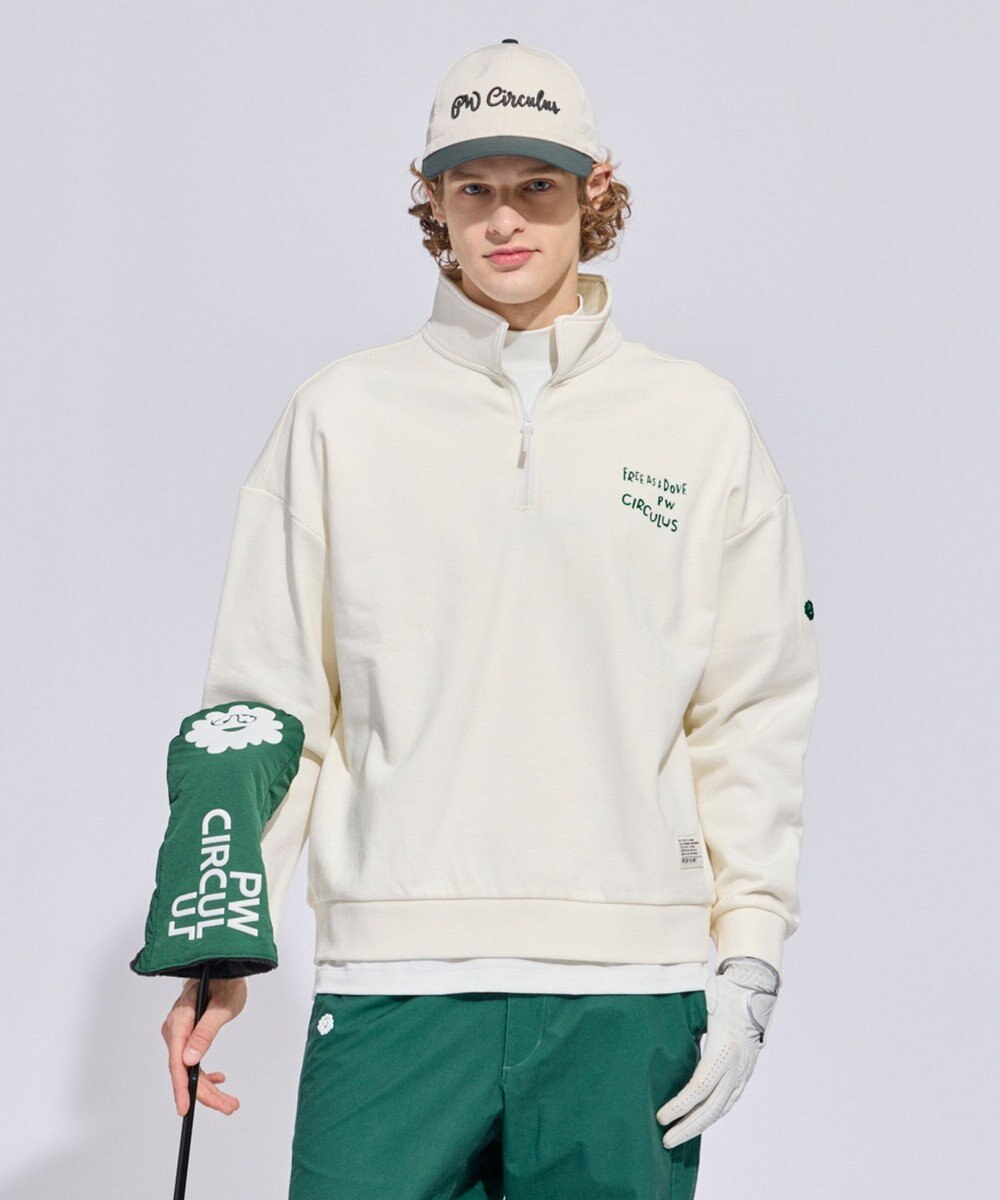 PW CIRCULUS 【MEN】ハーフジップ 裏毛スウェットトップス ゴルフ 