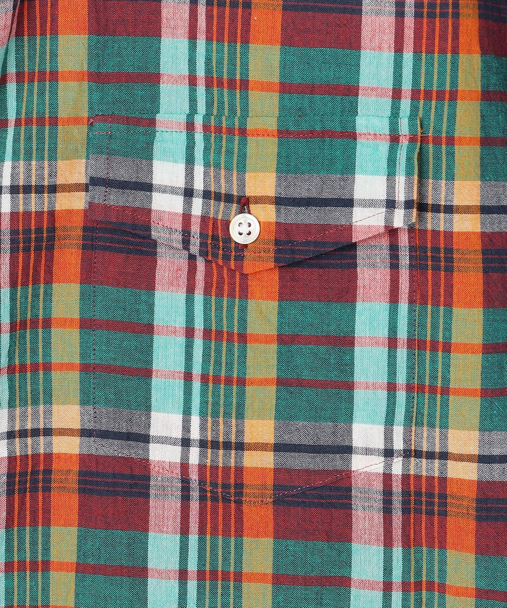 J.PRESS MEN 【J.PRESS ORIGINALS】Indian Madras Regular half Sleeve Shirt / Baggy-Fit 