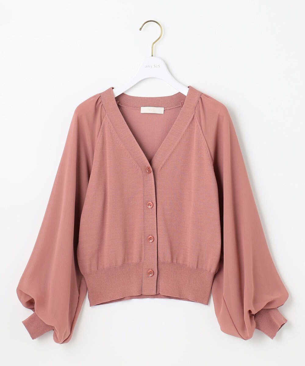 ANY SIS 【洗える】シアースリーブ カーディガン 