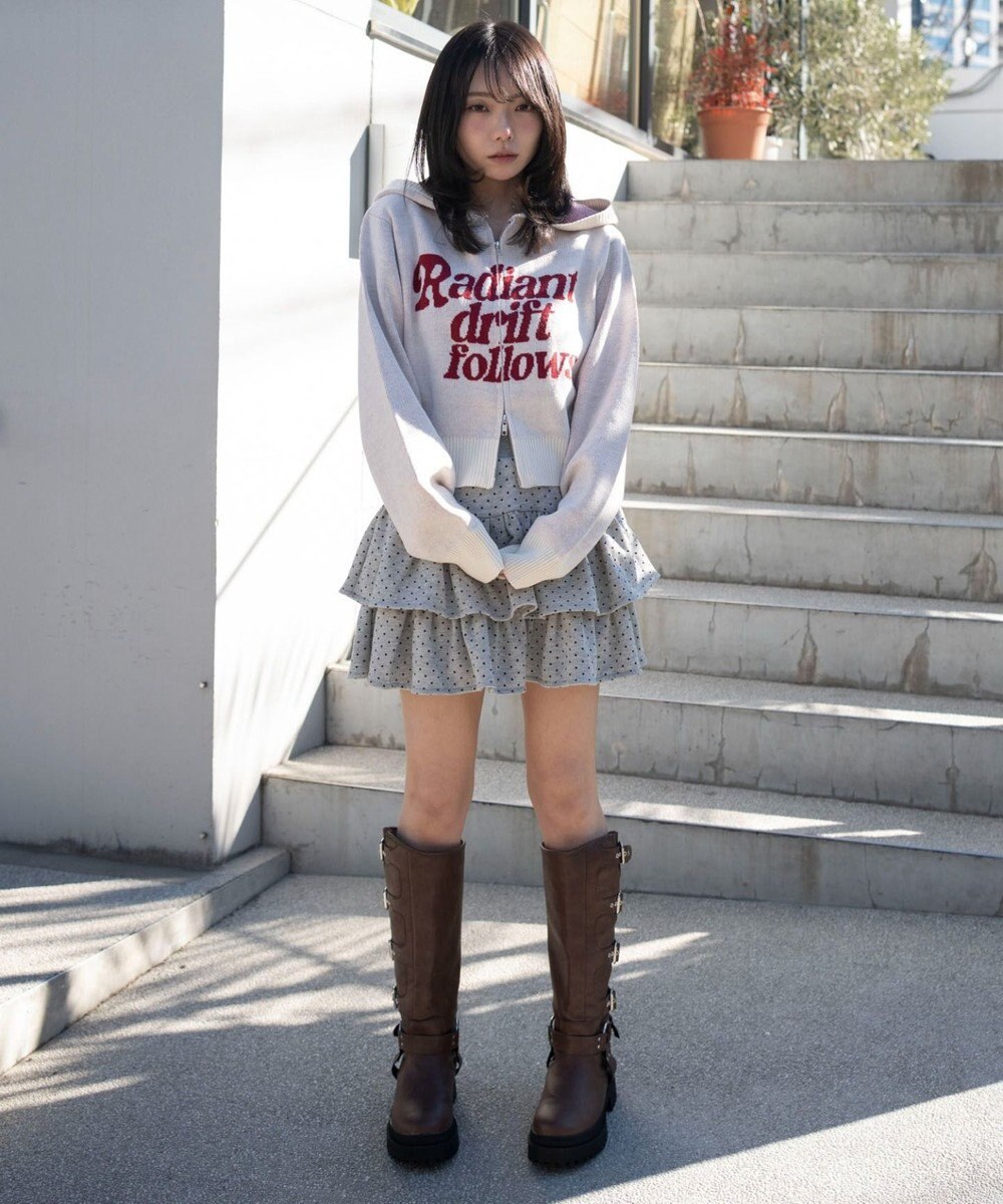 WEGO グラフィックジャガードニットZIPパーカー 