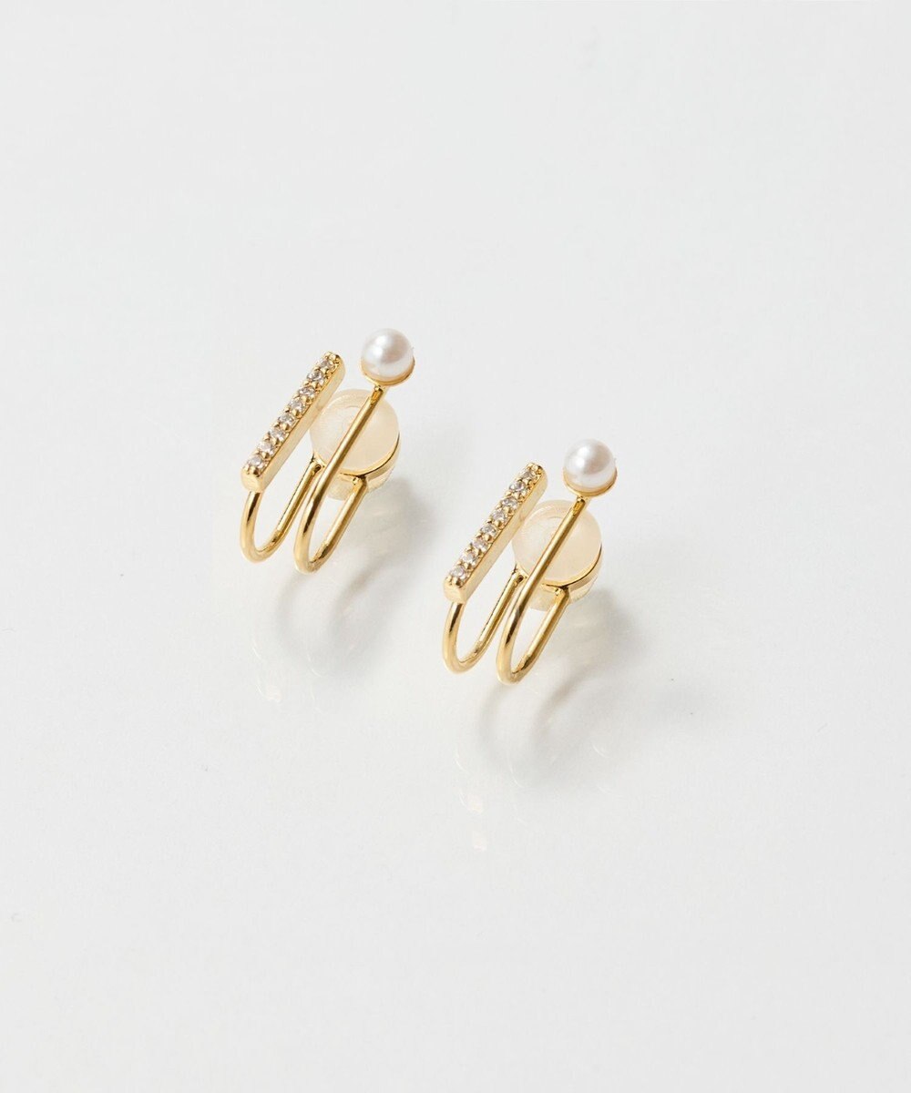 Phoebe 2ラインリッチパールビジュークリップイヤリング 