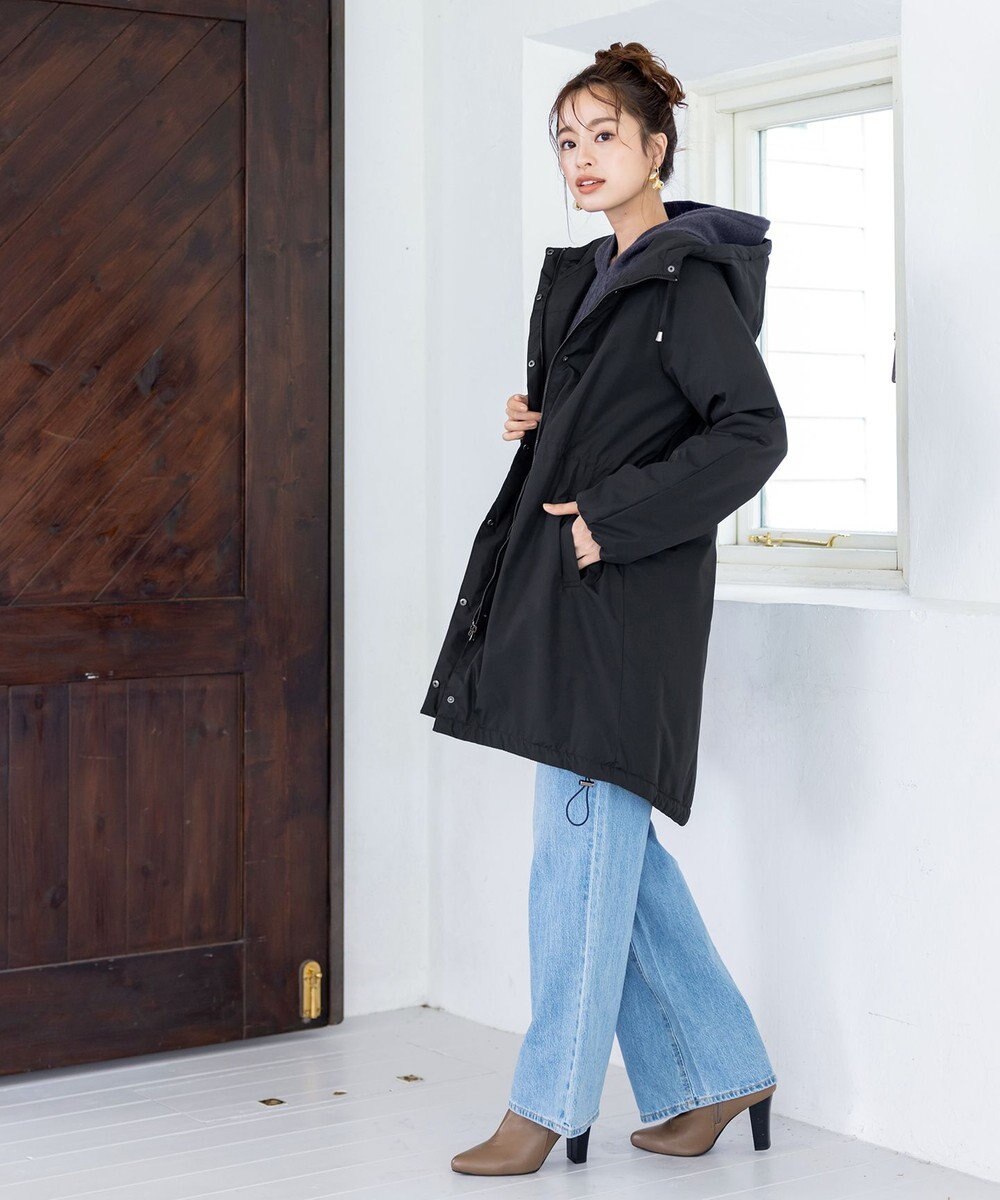 Tiaclasse 【洗える】アラン柄ニットパーカーチュニック 