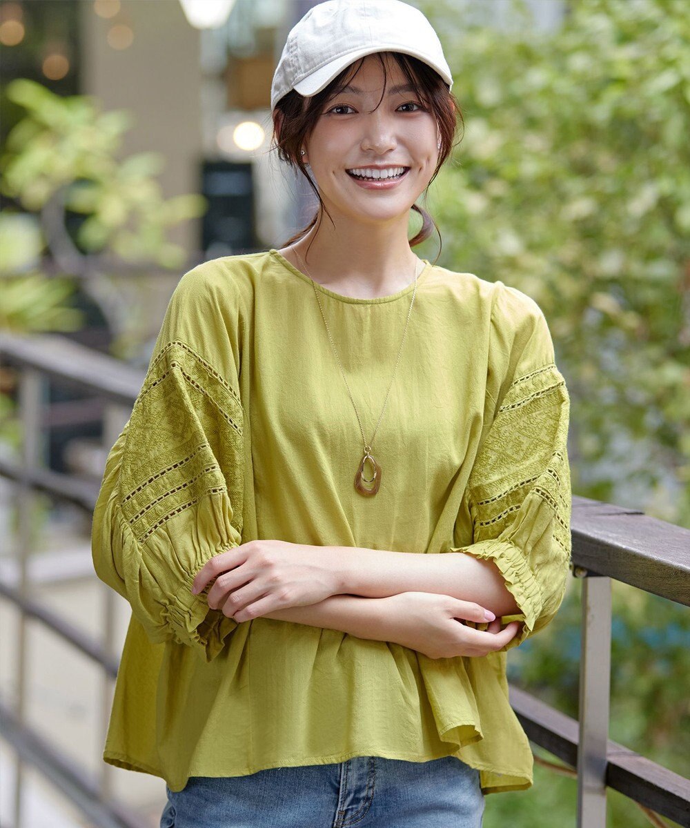 Tiaclasse 【洗える】コットンエンブロイダリーブラウス 