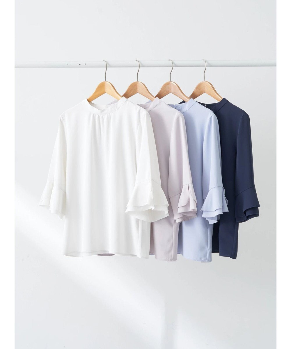 earth music&ecology ラッフル７分袖ブラウス 