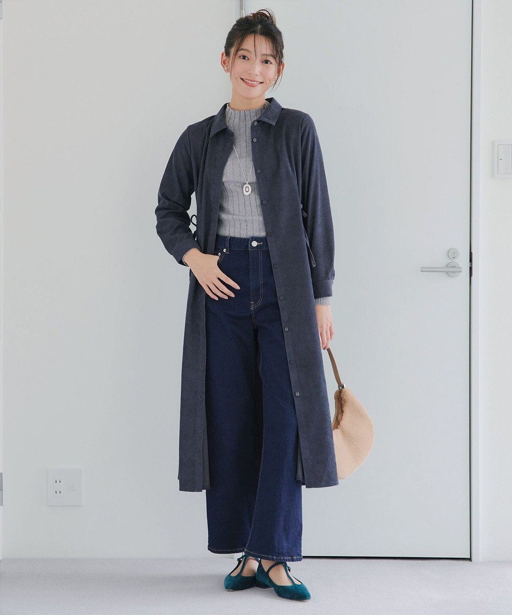 Tiaclasse L 【洗える】コーデュロイサイドリボンワンピース 