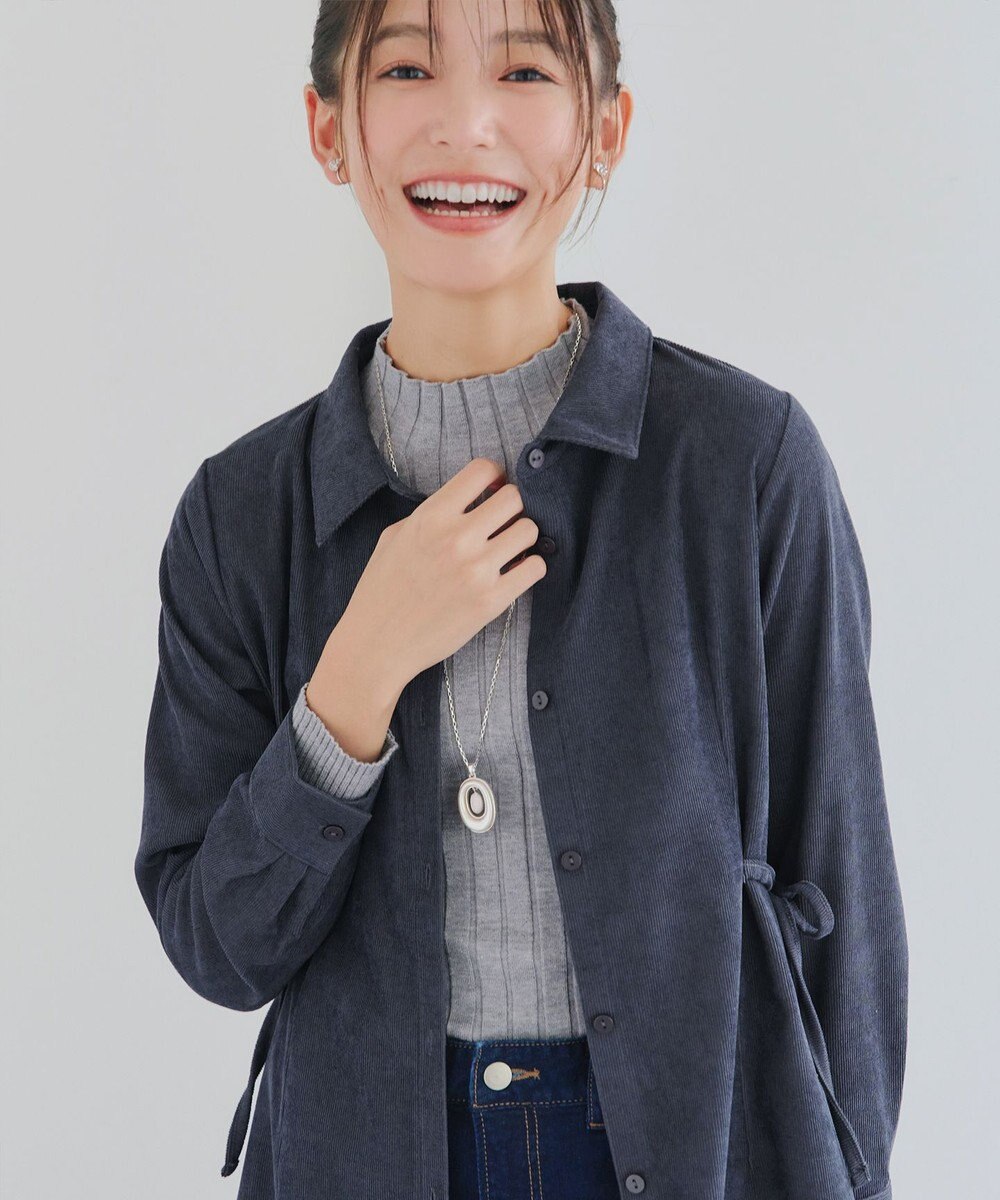 Tiaclasse L 【洗える】コーデュロイサイドリボンワンピース 