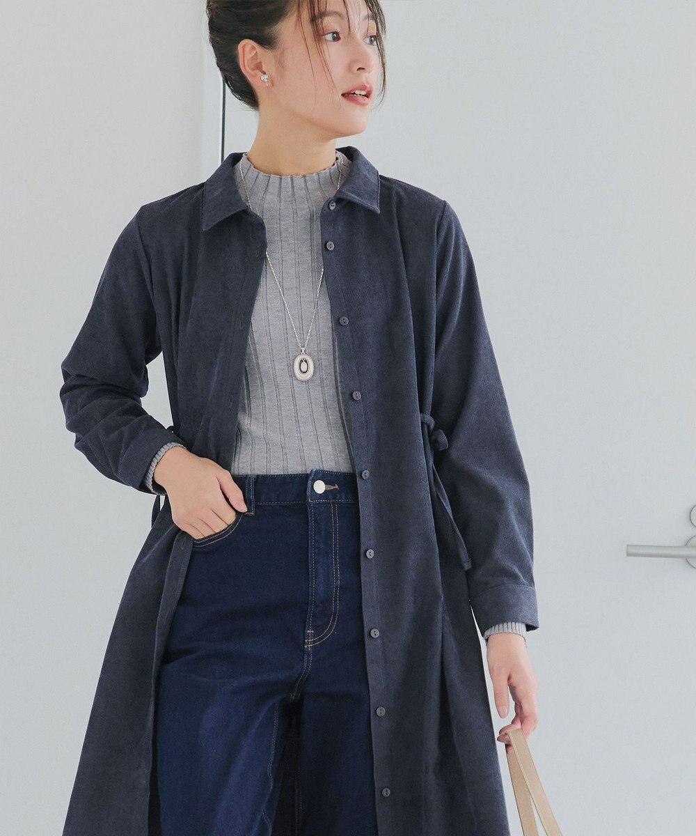 Tiaclasse L 【洗える】コーデュロイサイドリボンワンピース 