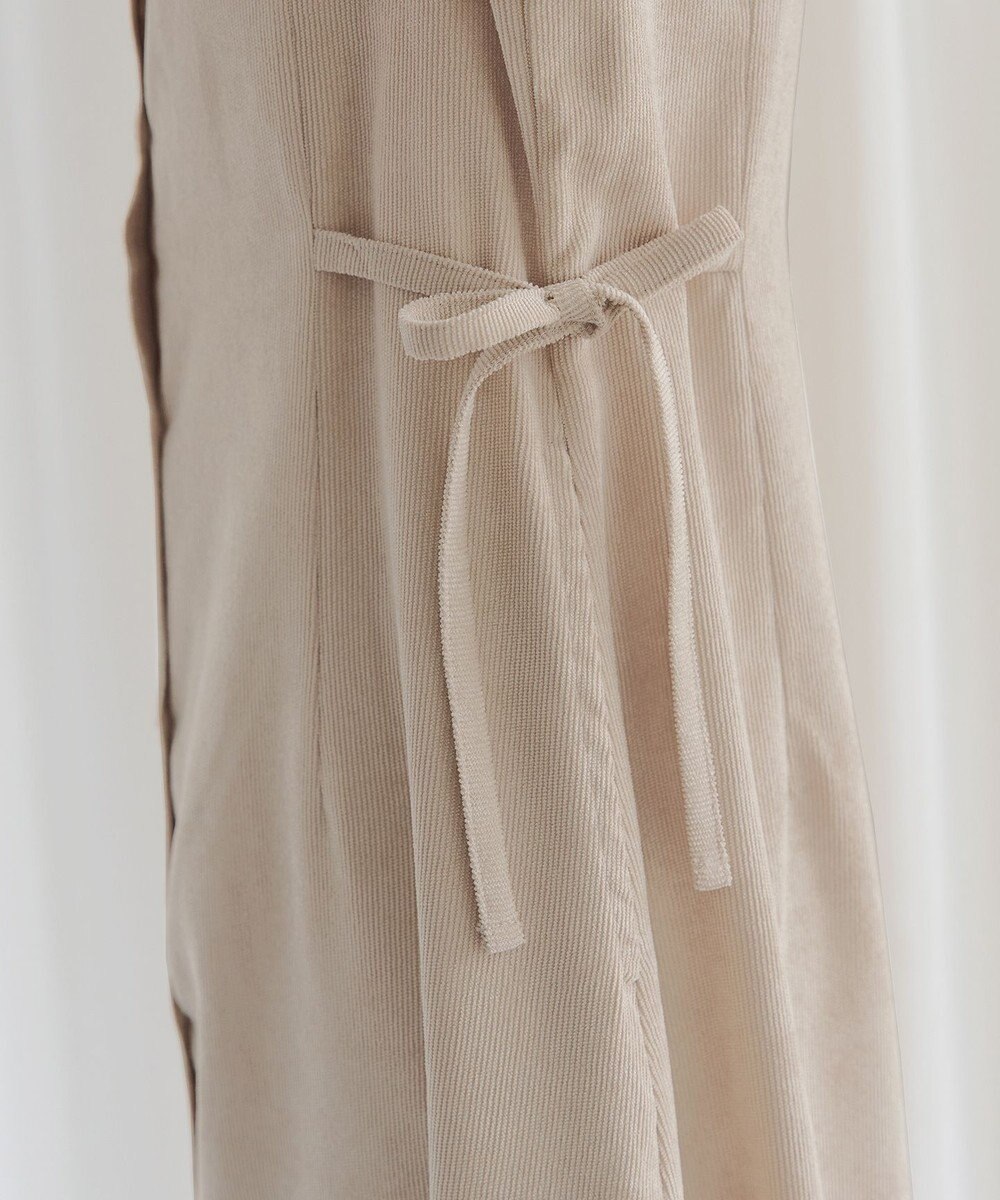 Tiaclasse L 【洗える】コーデュロイサイドリボンワンピース 