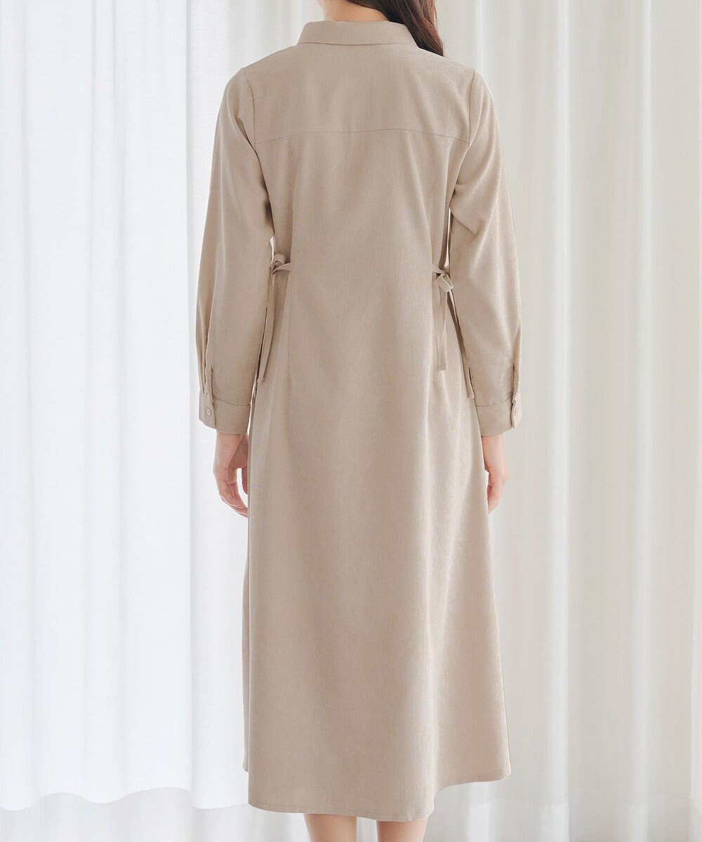 Tiaclasse L 【洗える】コーデュロイサイドリボンワンピース 