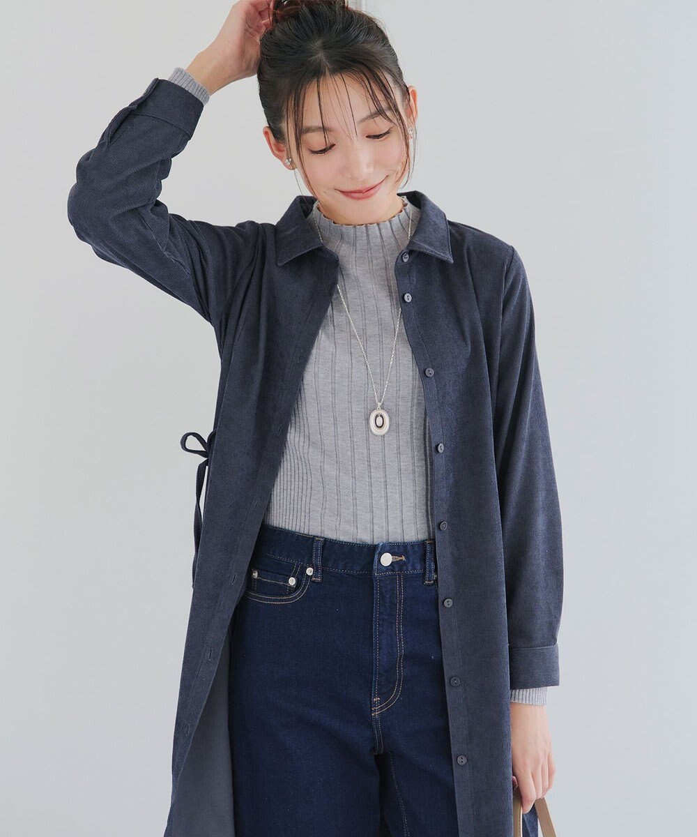 Tiaclasse L 【洗える】コーデュロイサイドリボンワンピース 