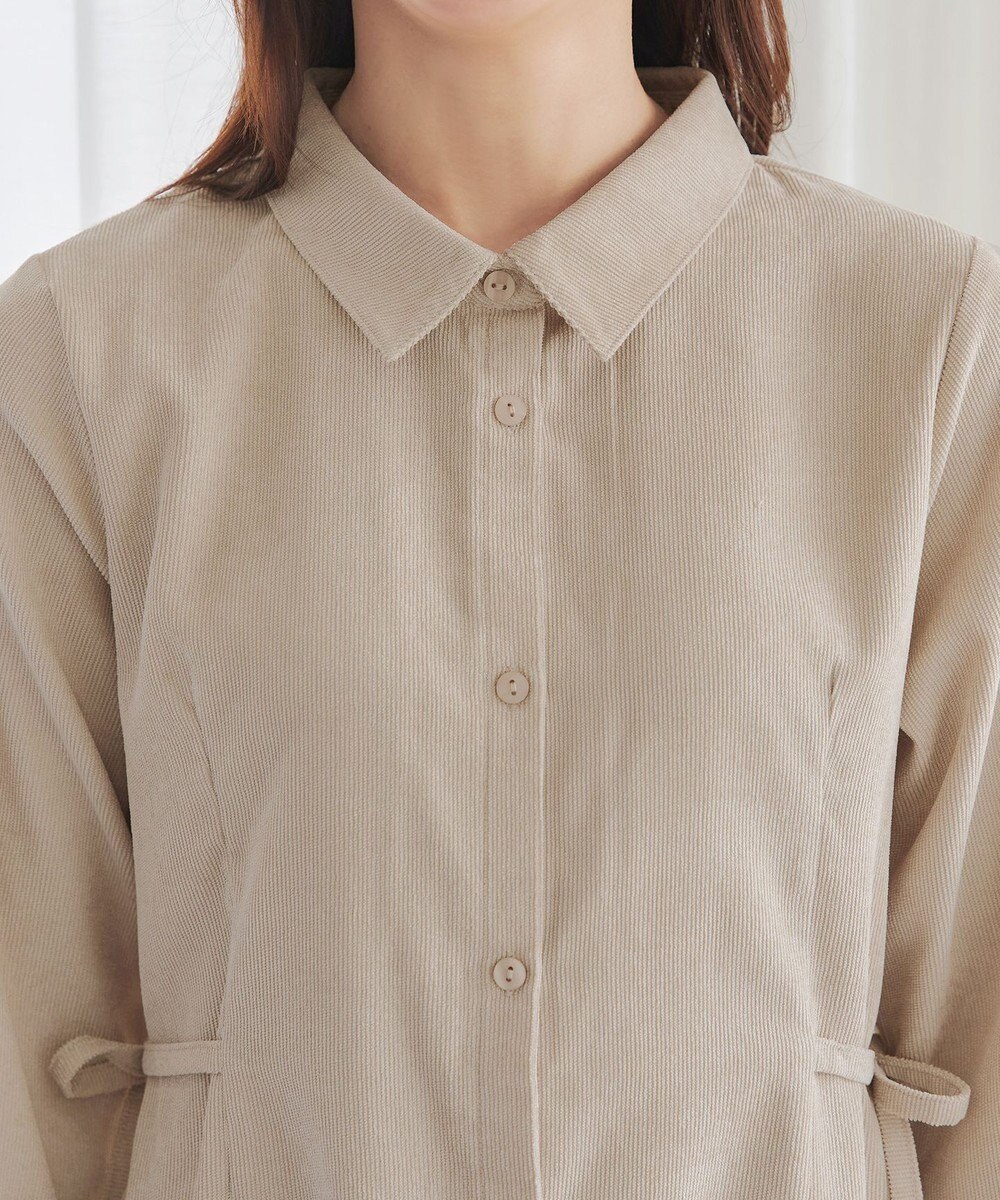 Tiaclasse L 【洗える】コーデュロイサイドリボンワンピース 