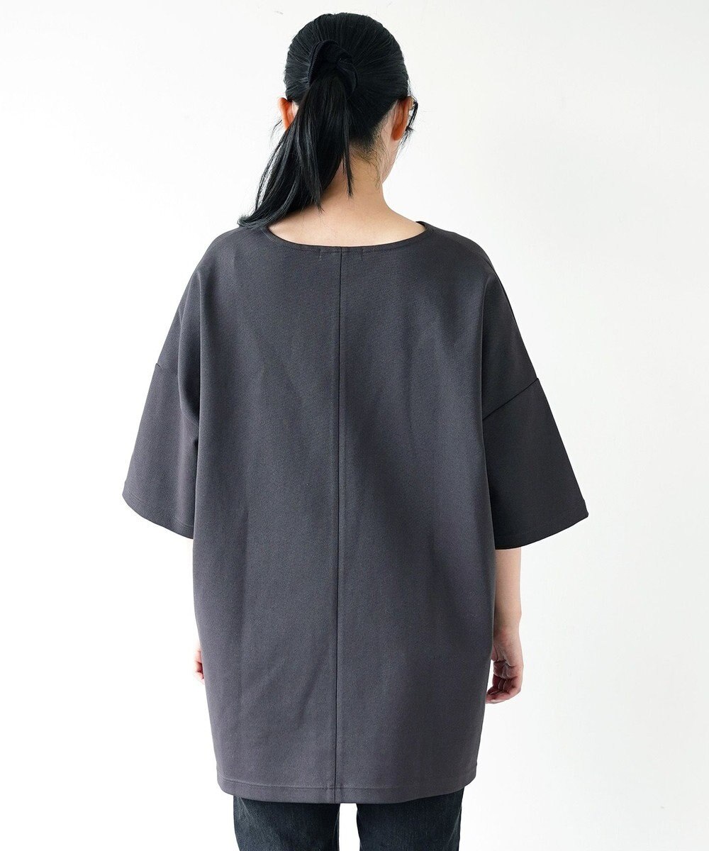 WHITE MAILS PAPER DOUBLE JERSEY KEY NECK T-シャツ 