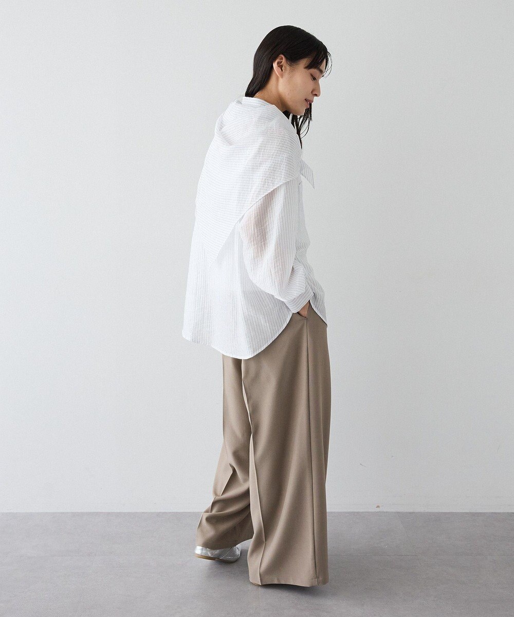 CRAFT STANDARD BOUTIQUE 【2点SET】スカーフ付きシアーストライプシャツ 