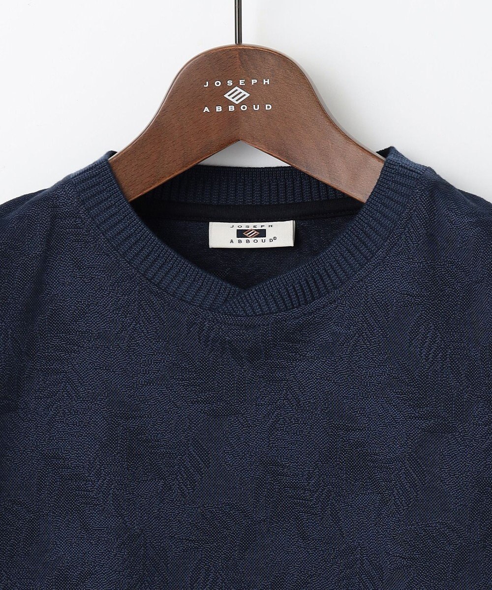 JOSEPH ABBOUD 【キングサイズ・吸水速乾】リーフ柄ジャガード クルーネック Tシャツ 