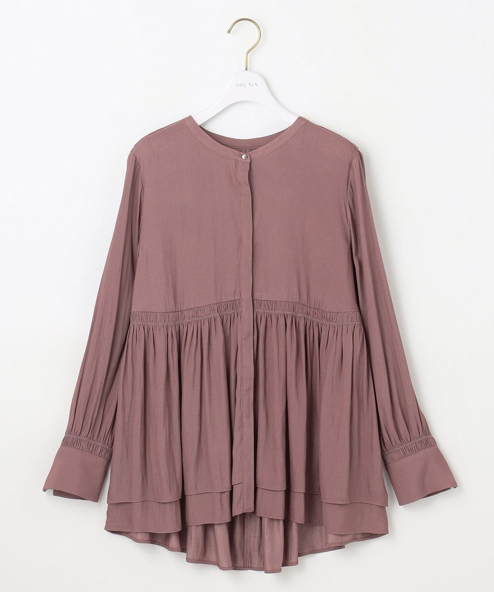 ANY SIS S 【洗える】かさねシャーリング ブラウス 