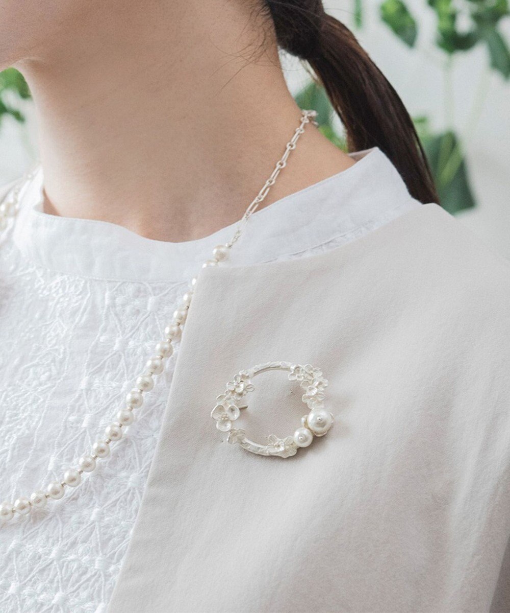 Pisceans フローラル&コットンパールブローチ 