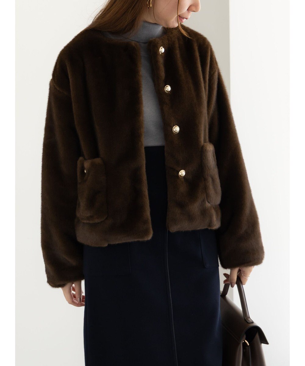 Te chichi グラデーションファーノーカラージャケット《2025winter catalog item》 