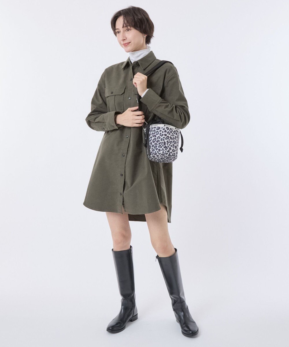 LeSportsac SM DRAWSTRING BUCKET/ニュートラルレオパード/ブラック 