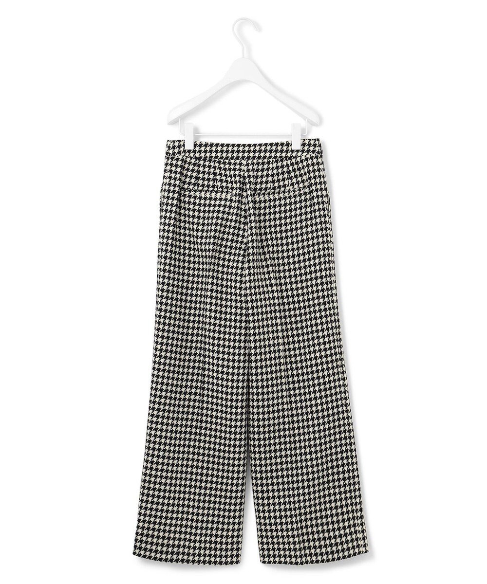 ICB L ハウンドトゥースツイード ワイドストレートパンツ 