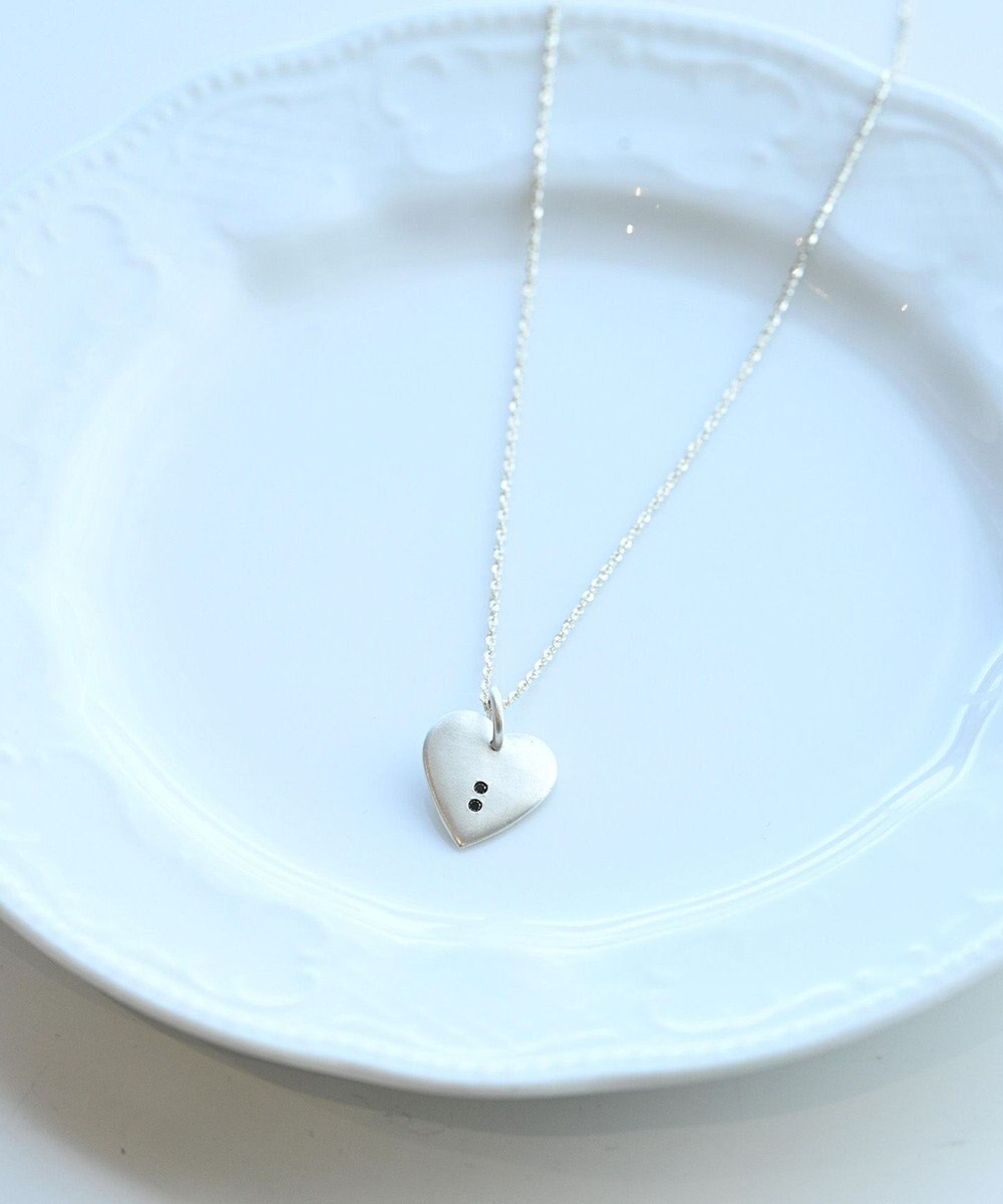 yoaa シルバー925 ハートプレートブラックダイヤモンドネックレストップ 