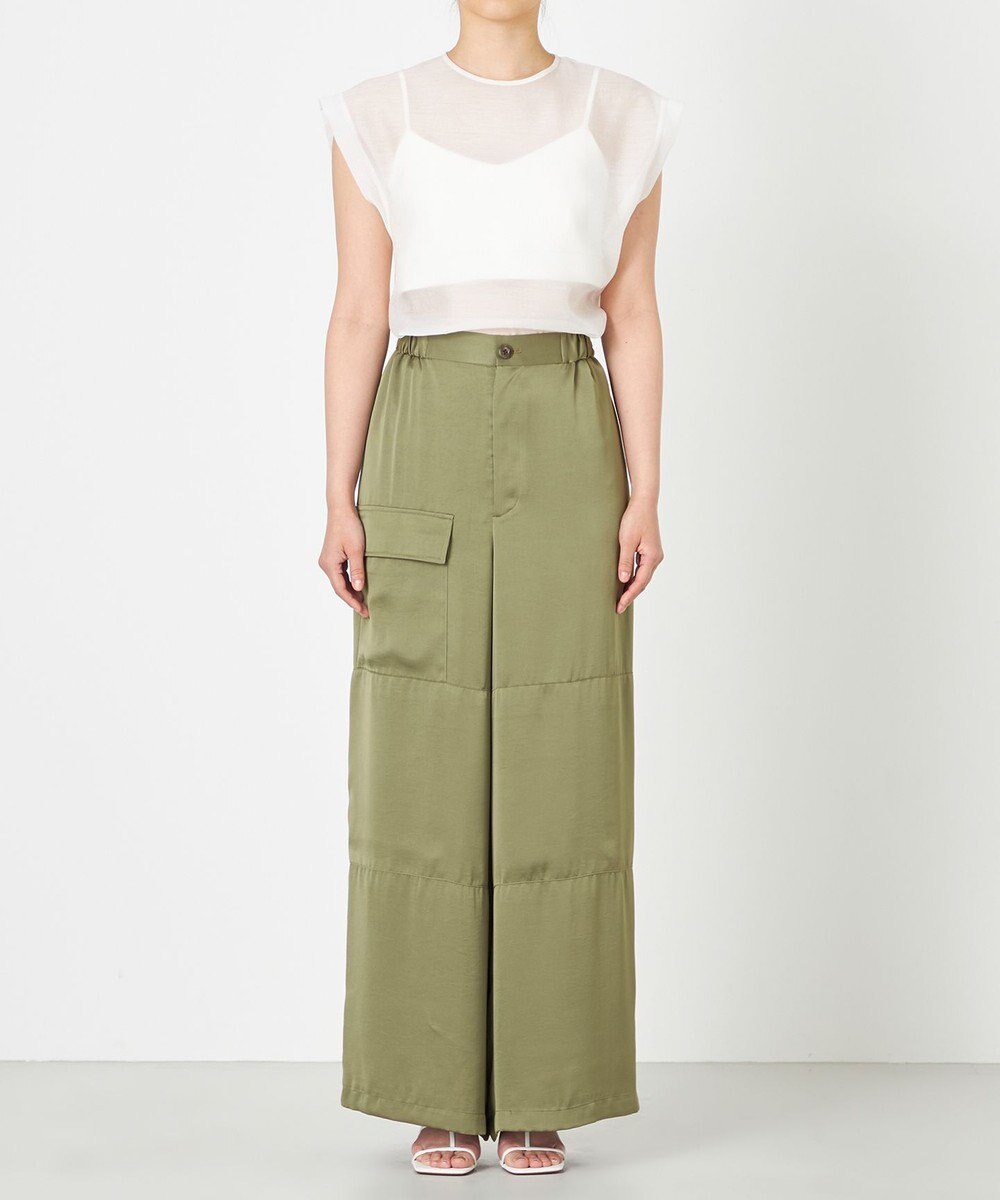 NAVE 【Nave・洗える/ウエストゴム】ヴィンテージサテン ワイドパンツ 