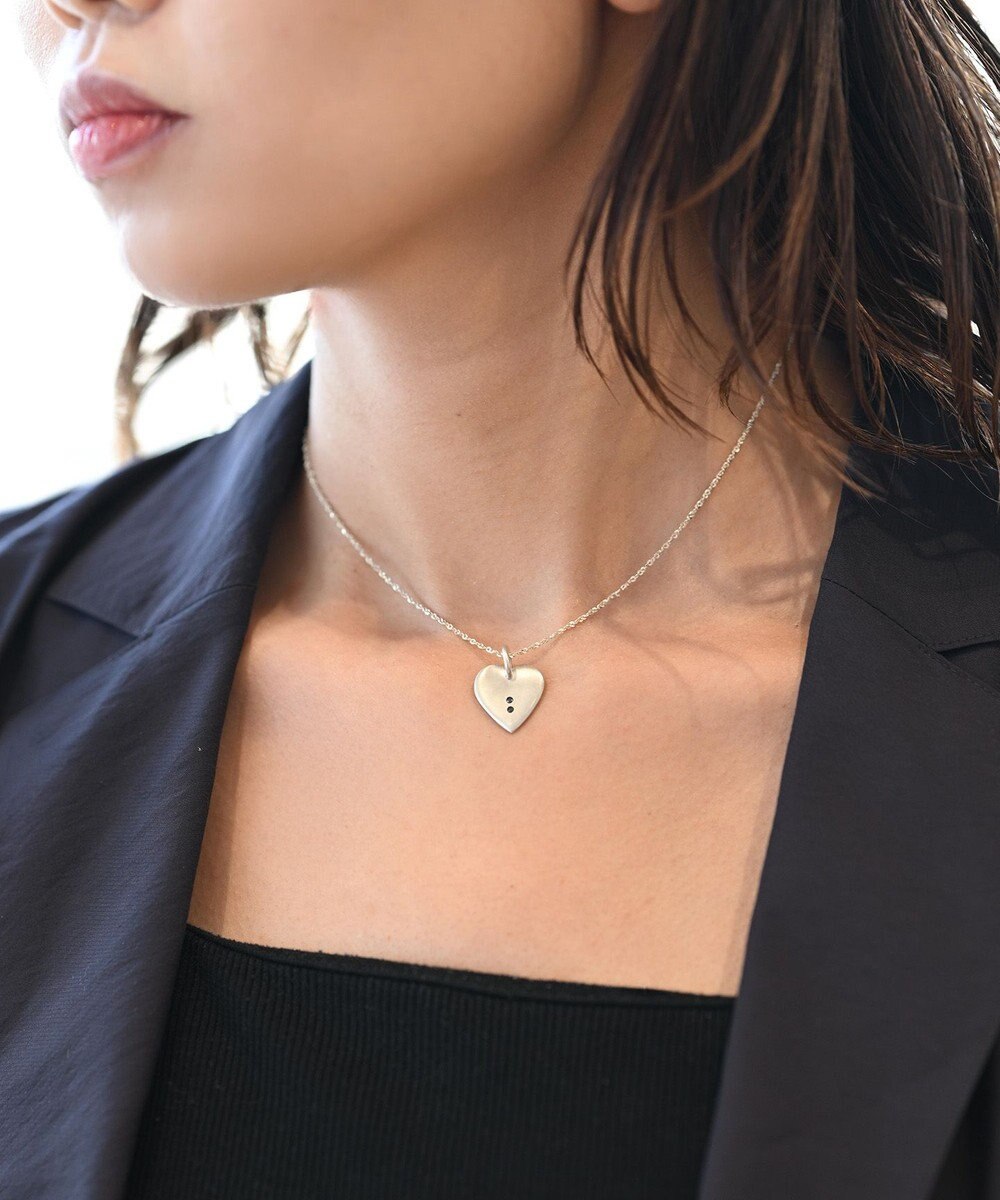 yoaa シルバー925 ハートプレートブラックダイヤモンドネックレストップ 