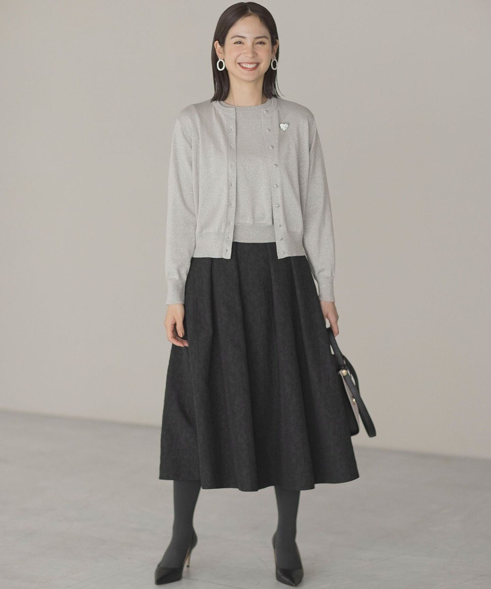 組曲 【WEB限定カラーあり】フラワーラメジャカード フレアスカート 