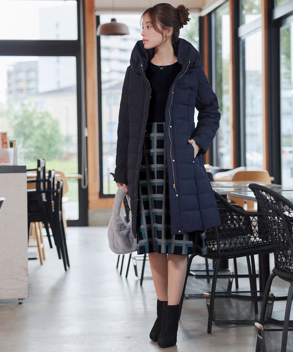 Tiaclasse 【洗える】リボンベルト付きチェック柄ニットワンピース 