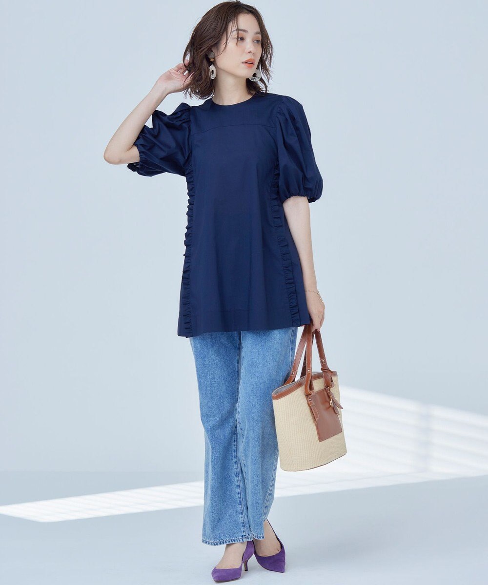 組曲 コットンローン ボリュームスリーブブラウス 