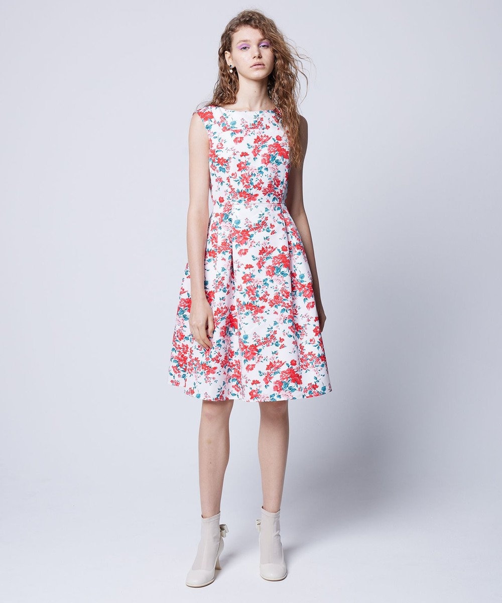 【洗える！】WANDERING FLOWER ドレス, レッド系5, 0