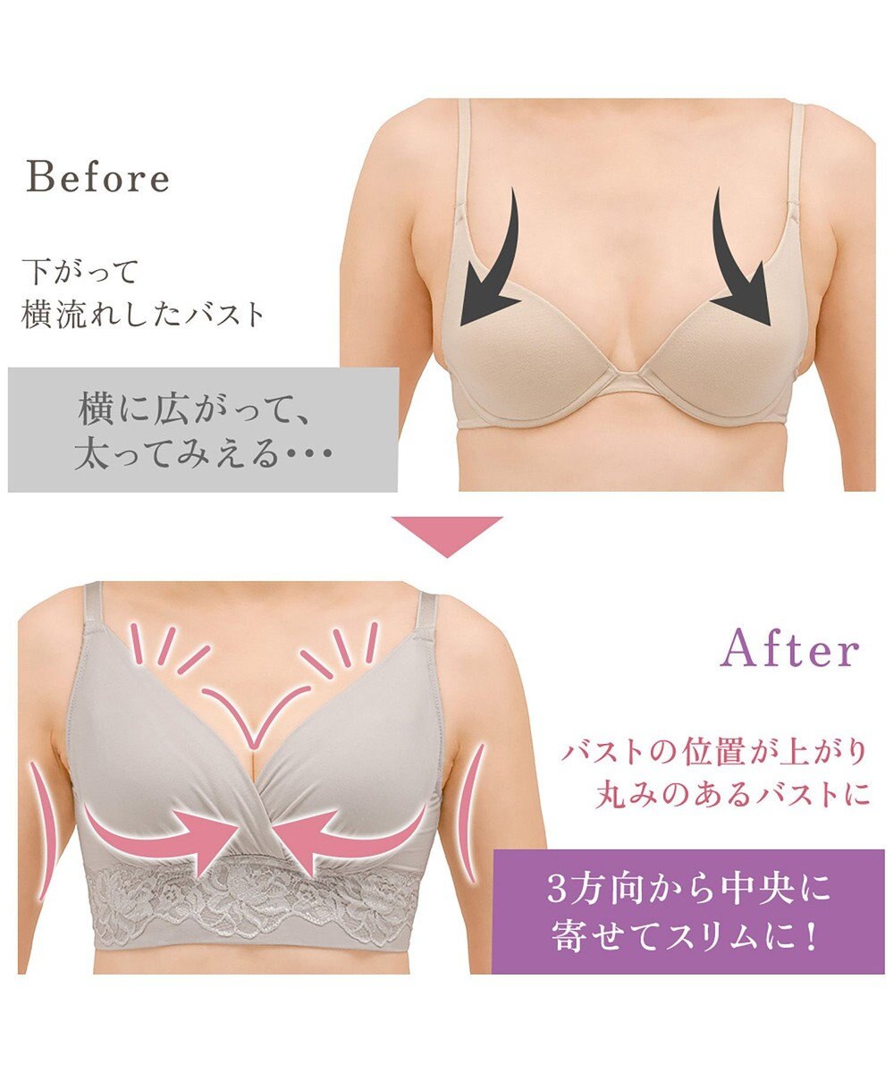 BRADELIS New York 【BRADELIS NewYork peace】ハイブリッドハートカップブラ23 締め付け感の少ないノンワイヤー補整ブラ 補正 