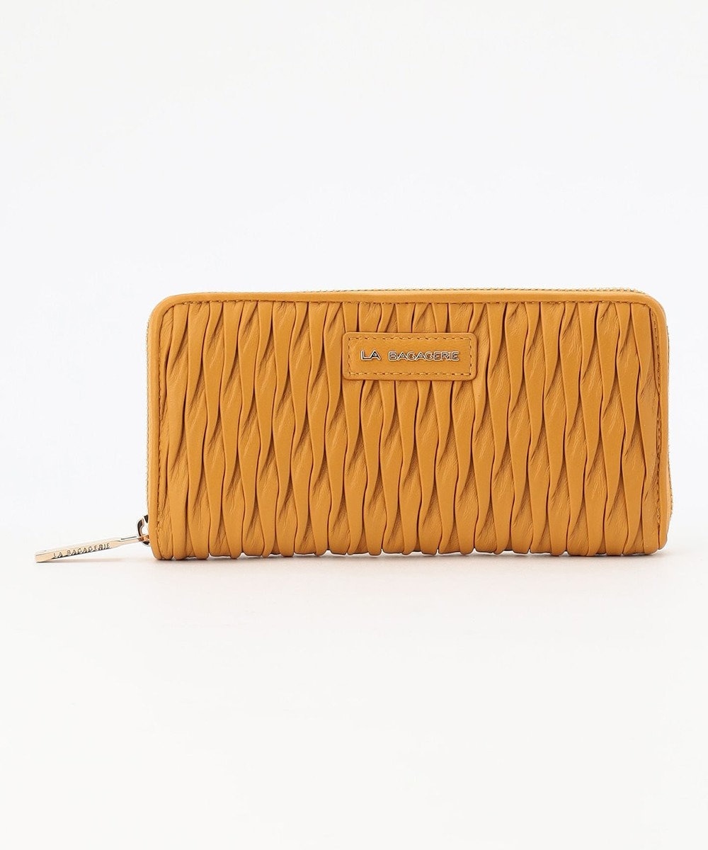 LA BAGAGERIE シープレザープリーツ加工ラウンドウォレット 
