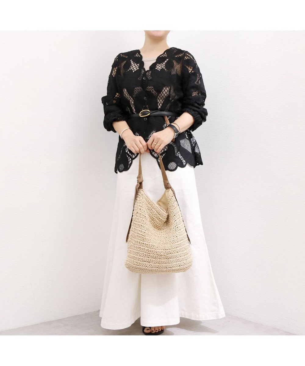 UNBILLION カシュカシュ cachecache / 下がりグログラン地柄編みトート カゴバッグ 