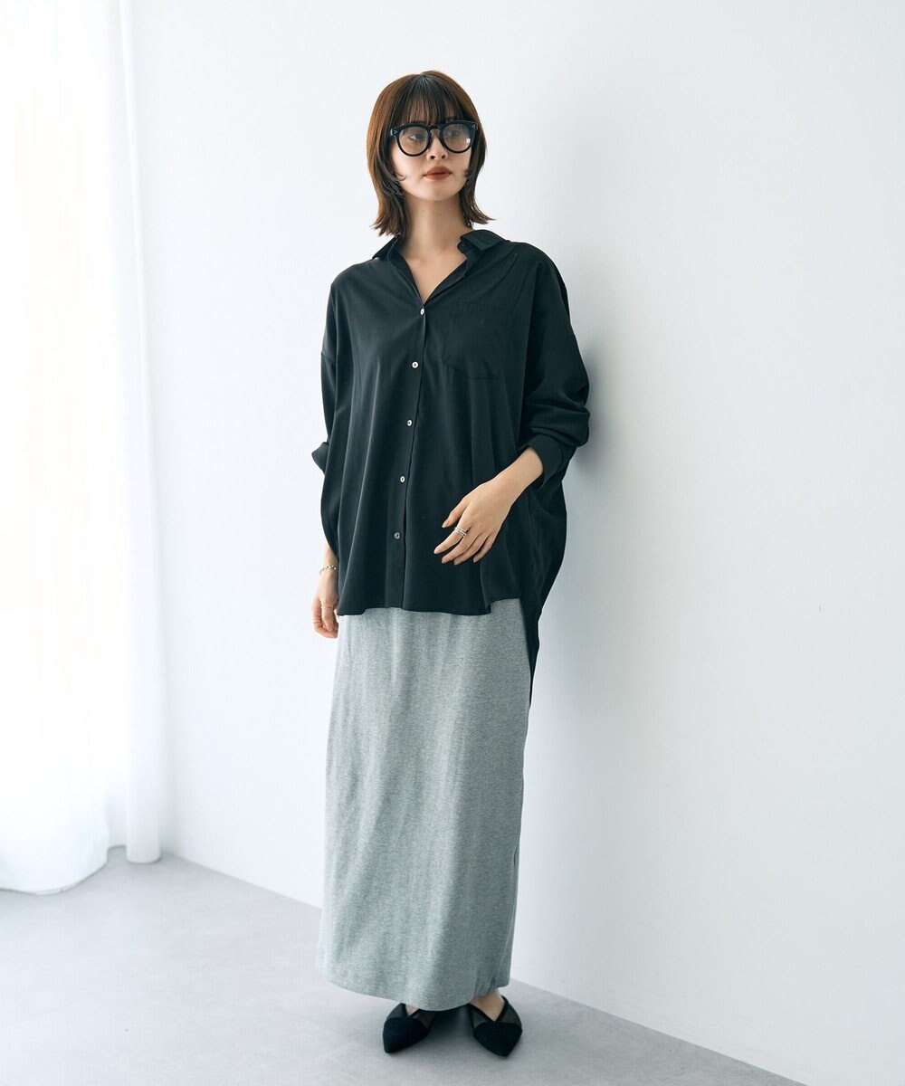 YECCA VECCA バックギャザーロングシャツ 