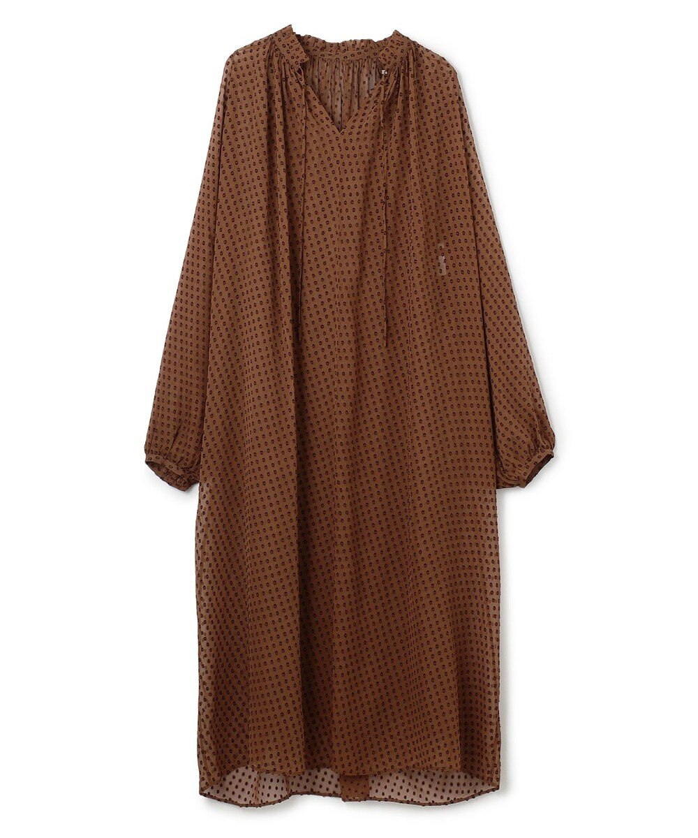 BEIGE， CALLERRY / シルク混ドットギャザーワンピース 