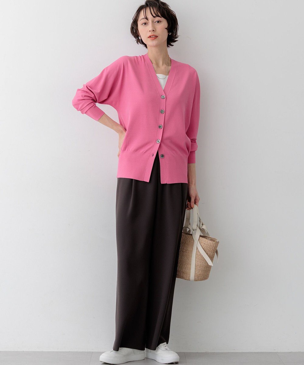 23区 【先行予約】レーヨンポリエステルストレッチ Vネック カーディガン 