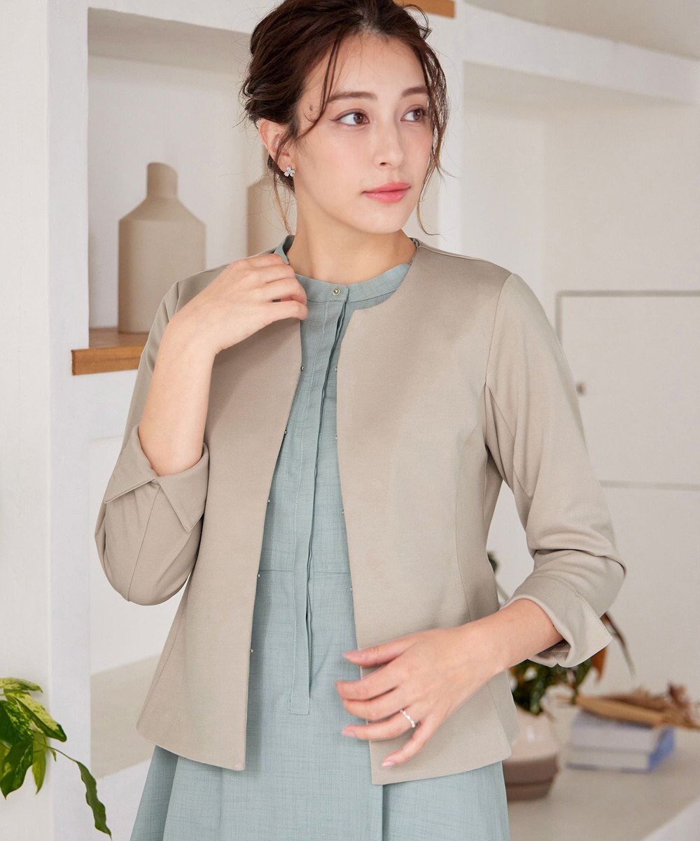 Tiaclasse L 【洗える】ノーカラーポンチジャケット 