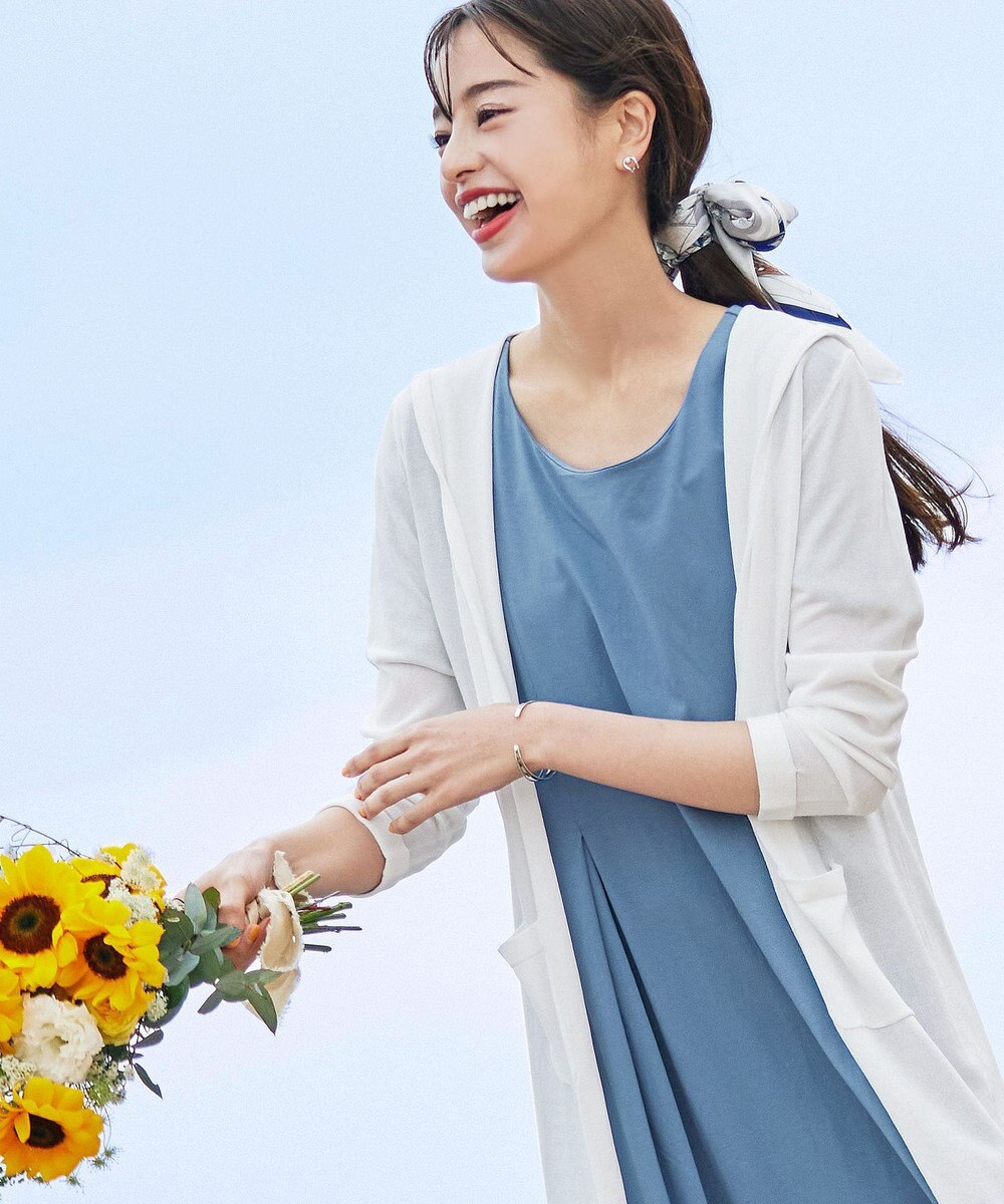 Tiaclasse L 【洗える新色追加・洗える】サマーニットフードロングカーディガン 