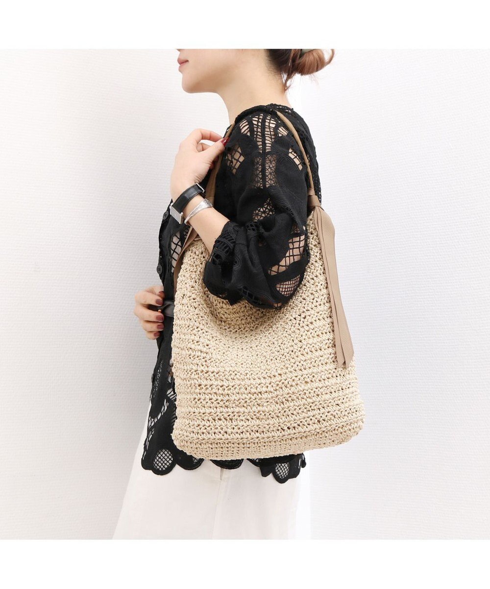 UNBILLION カシュカシュ cachecache / 下がりグログラン地柄編みトート カゴバッグ 